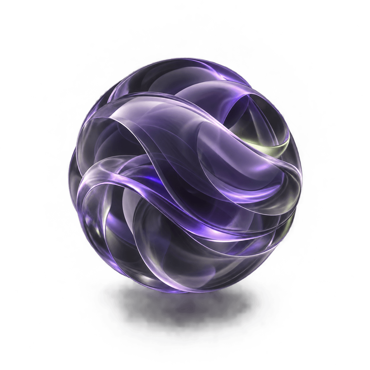 Sculptural lilac glass ribbons representing your AI agent's voice