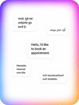Appointment messages shown in several languages