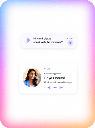 A live call being handed off to a customer success manager